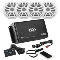 Boss Audio Ask904B64 Weatherproof Amplifier & 6.5 Speaker Package, White Speakers - Ask904B.64 - 153-Ask904B64F1