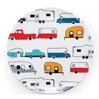 Camco 53223 Melamine Dishware, Multi-Color Rv & Truck Pattern, 7-3/4