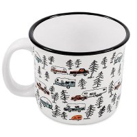 Camco 53383 Ceramic Mug, 14 Oz., White Sketch Rv/Trees - 53383 - 17-53383F1