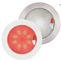 Hella 980630012 Euroled® 150 Round Touch Lamp, White/Red W/Polished Stainless Steel Rim - 980630012 - 265-980630012 Superseded By: 265-980630011F1