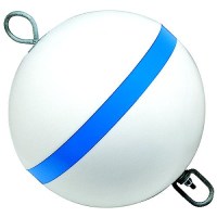 Taylor Traditional Sur-Moor Mooring Buoy - White With Blue Reflective Striping - 22174 - 32-22174F1
