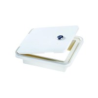 Rv Designer B150 White Rectangular Locking Rv Cable Hatch - 7.6