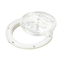 Sea-Dog 337161 White Screw Out Deck Plate W/Clear Cover, 6-1/2