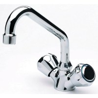 Scandvik 10422 Chrome Plated Brass Galley Mixer Faucet With Swivel Spout, Standard Knob - 10422 - 390-10422F1