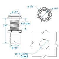 Seachoice Mega-Flow Dripless Thru Hull Fitting, 316 Stainless Steel, Fits 1-1/8 In. Hose, 1-1/2 In. Max. Hull - 50-18621 - 50-18621F1