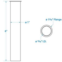 Seachoice Brass Drain Tube, 6 In. Long, 1 In. Id, 90-Degree Flange One End - 19111 - 50-19111F1