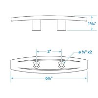 Seachoice 30341 Open Base Cleat, Chrome/Zinc, 6-1/8