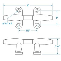 Seachoice Chrome Plated Zinc Hollow Base Cleat 4