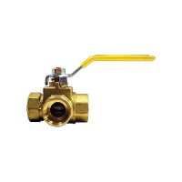 Fairview 2101B 3-Way Brass Ball Valve, 1/4