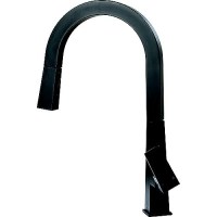 Flow-Max 2021090602 Pull Down Single Hole Faucet, Square Style, Black - 2021090602 - 804-2021090602F1