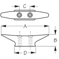 Sea-Dog 042103 Closed Base Brass Cleat, 3-3/16