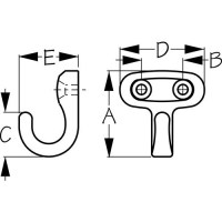 Single Coat Hook - Stainless - 671491-1 - 354-6714911F1