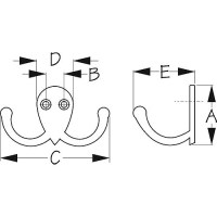 Sea-Dog 6715101 Double Coat Hook - Chrome/Brass - 671510-1 - 354-6715101F1