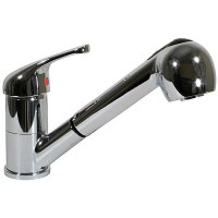 Scandvik 10871 Single Lever Galley Faucet With Pull-Out Sprayer, 5' Chrome-Flex Hose - 10871 - 390-10871F1