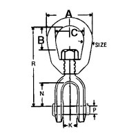 Jaw & Eye Swivel-Hot Dip Galvanized-1/4 - 43600 - 50-43600F1